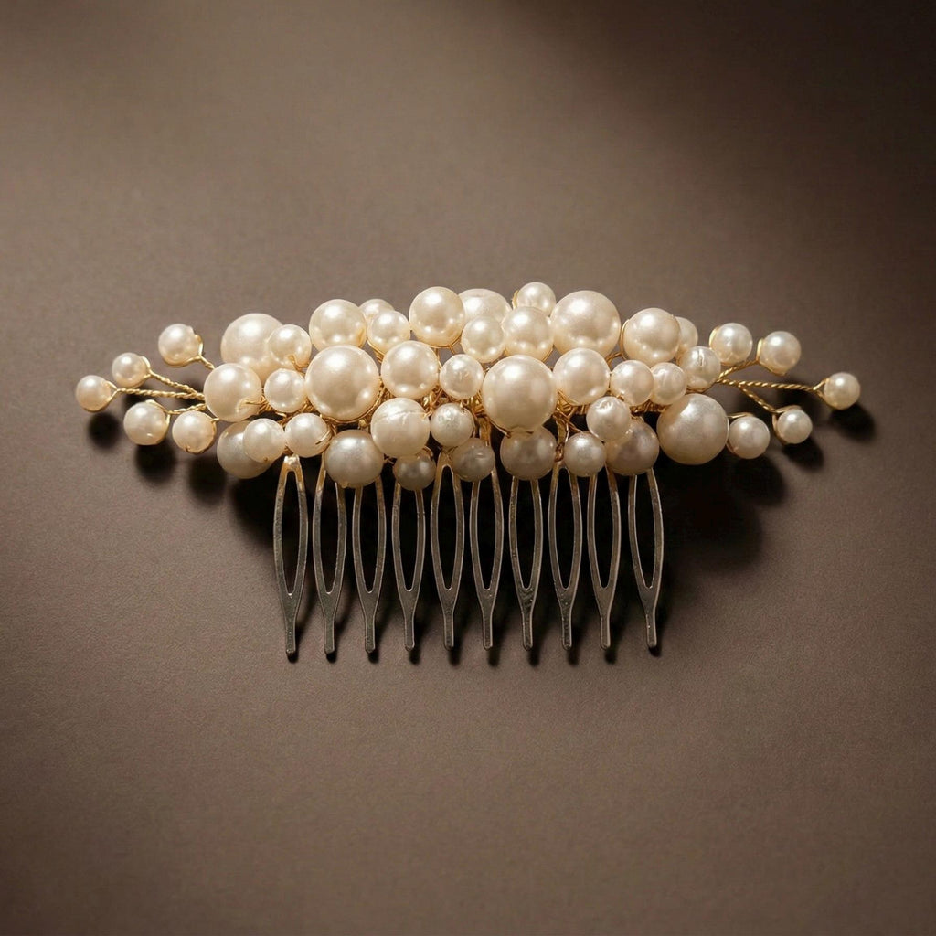 Perlen Braut Haarkamm in Gold oder Silber - AVYRAA BRIDAL