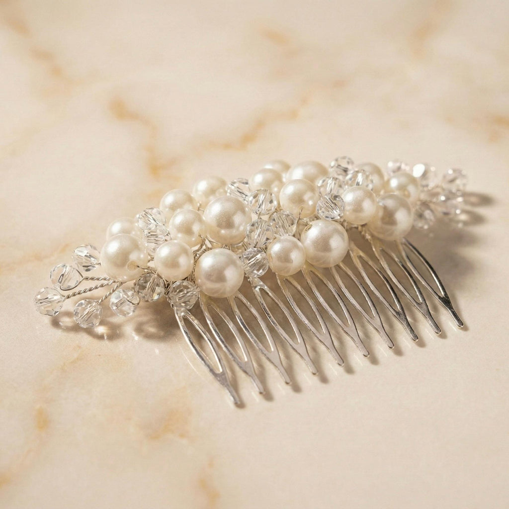 Perlen Braut Haarkamm in Gold oder Silber - AVYRAA BRIDAL