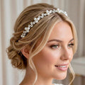 Perlen Braut Haarreif mit Kristallakzenten in Creme - AVYRAA BRIDAL