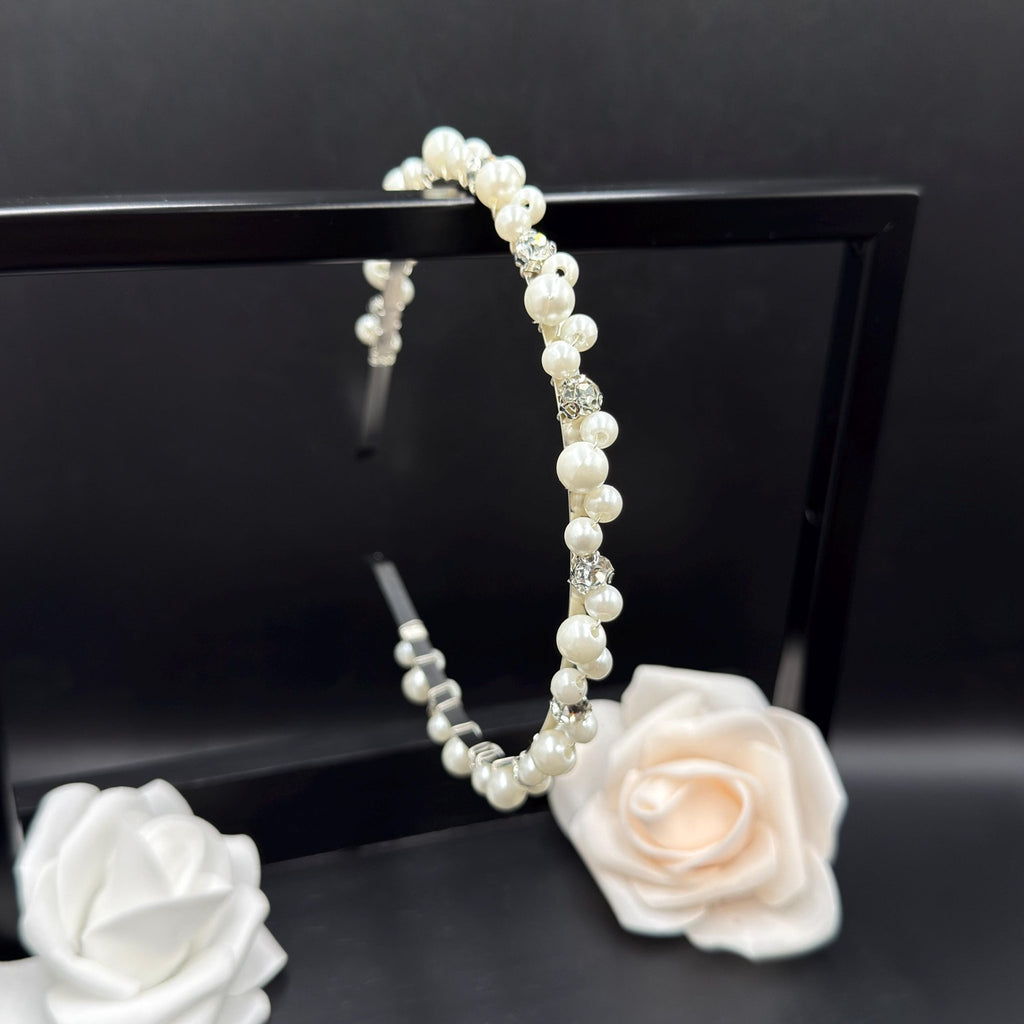 Perlen Braut Haarreif mit Kristallsteinen für Hochzeit - AVYRAA BRIDAL