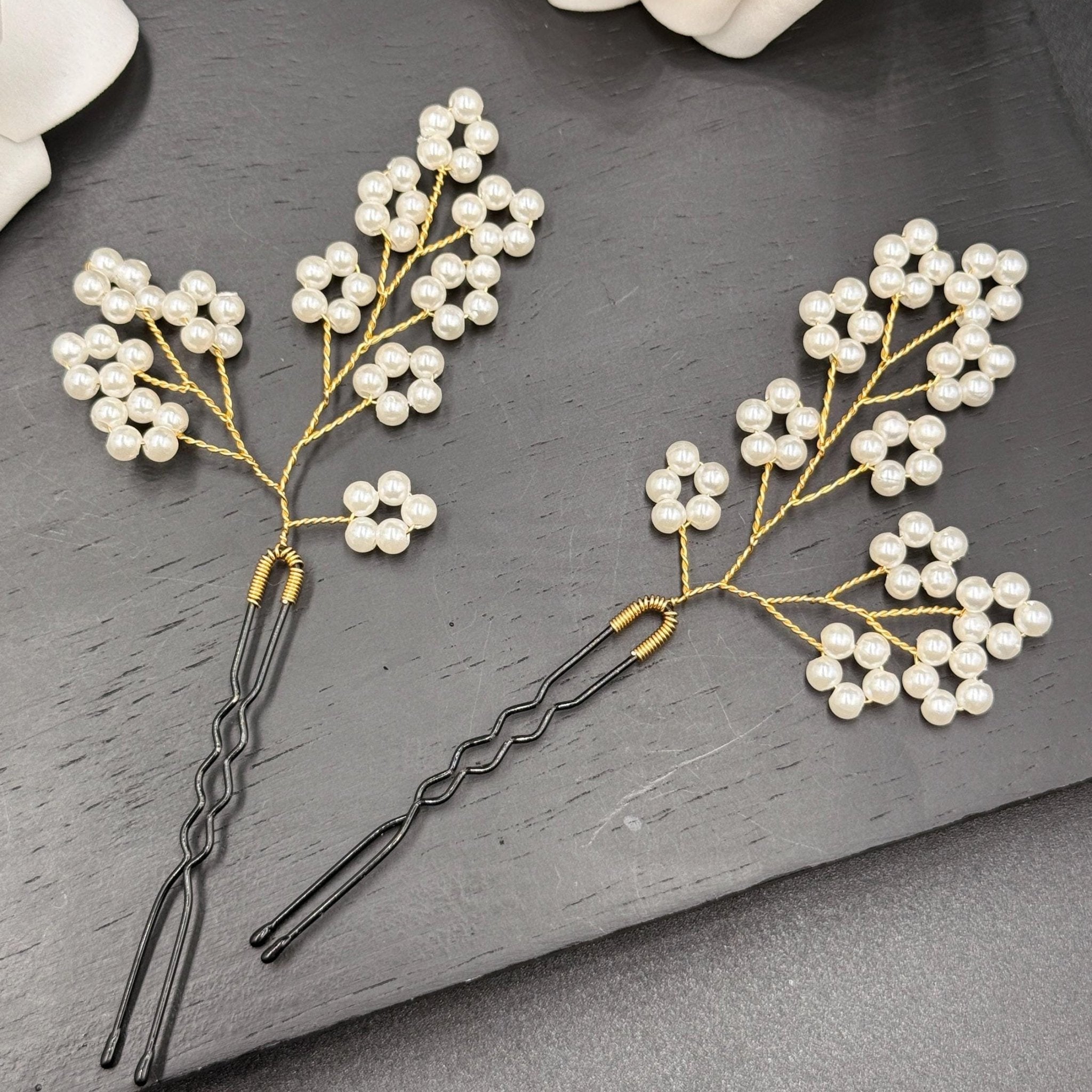Perlen Haarnadeln in Gold oder Silber 6 cm - AVYRAA BRIDAL