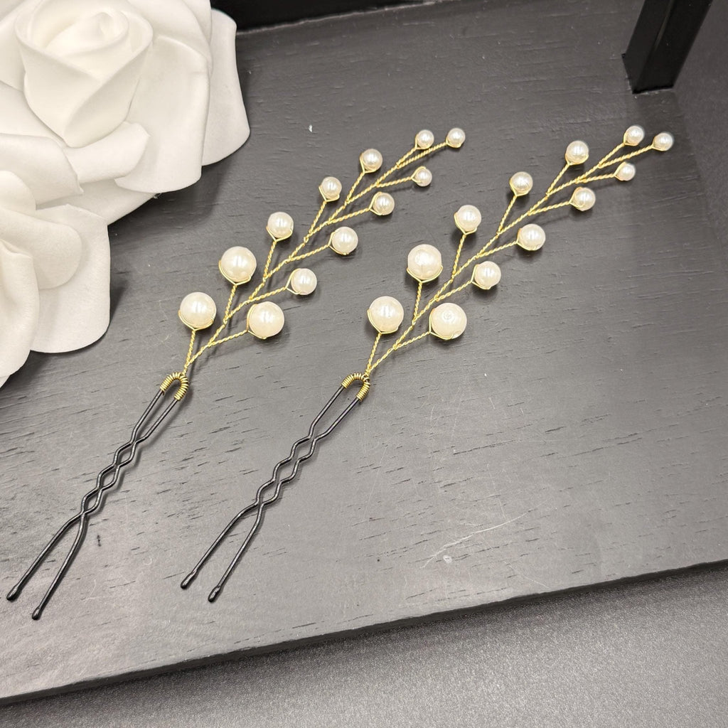 Perlen Haarnadeln in Gold oder Silber 9 cm - AVYRAA BRIDAL