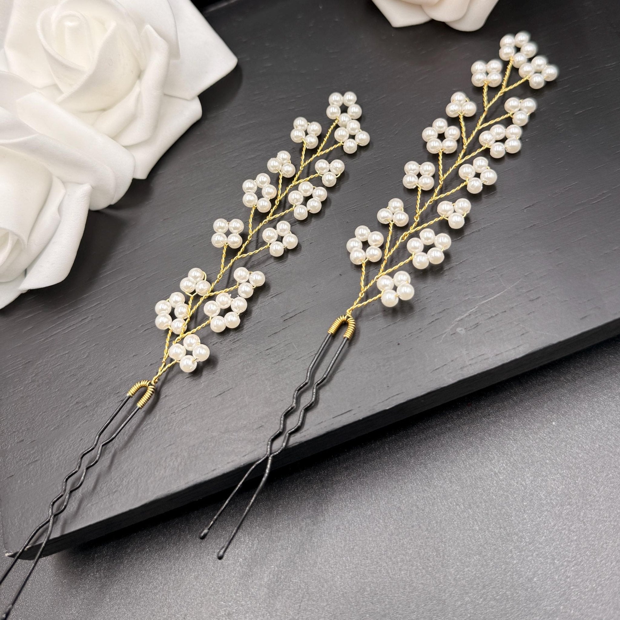 Perlen Haarnadeln in Gold oder Silber für Bräute - AVYRAA BRIDAL