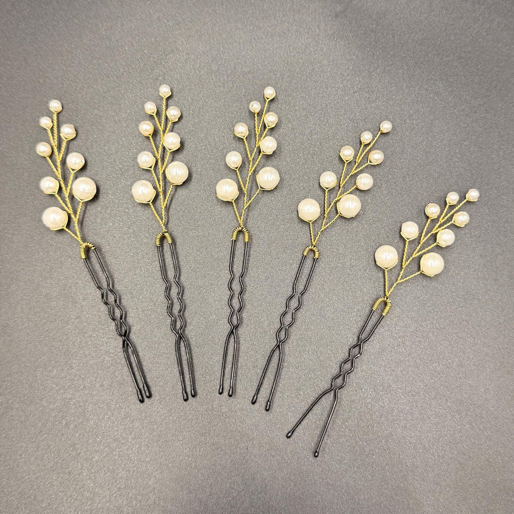 Perlen Haarnadeln Set in Gold oder Silber - AVYRAA BRIDAL