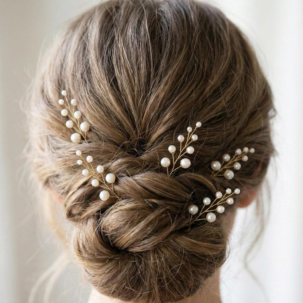 Perlen Haarnadeln Set in Gold oder Silber - AVYRAA BRIDAL