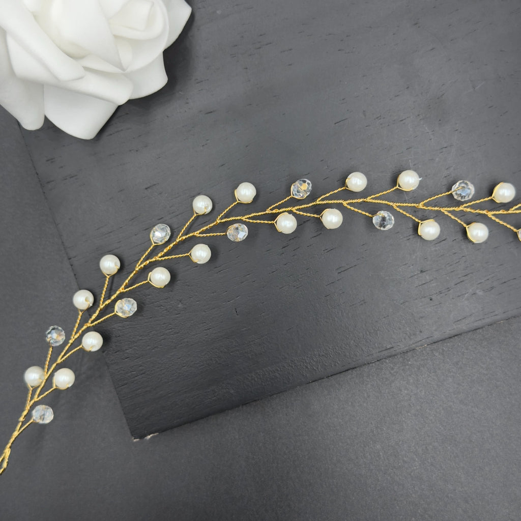 Perlen Haarranke in Gold oder Silber für Bräute - AVYRAA BRIDAL