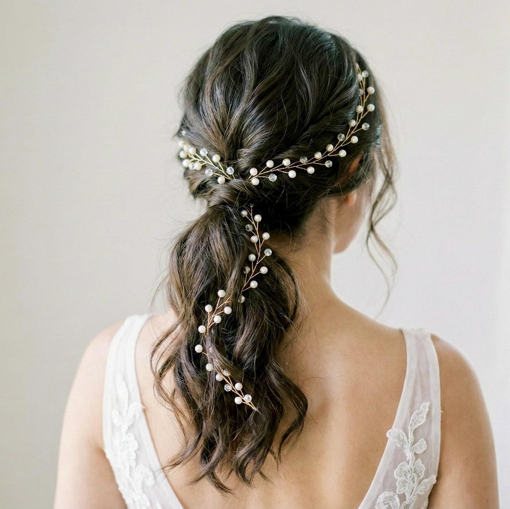 Perlen Haarranke in Gold oder Silber für Bräute - AVYRAA BRIDAL