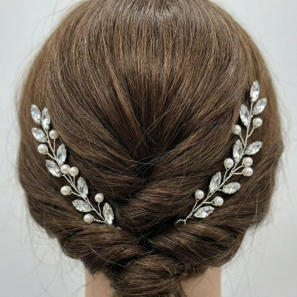 Perlen Haarzweige mit tropfenförmigen Schmucksteinen - AVYRAA BRIDAL