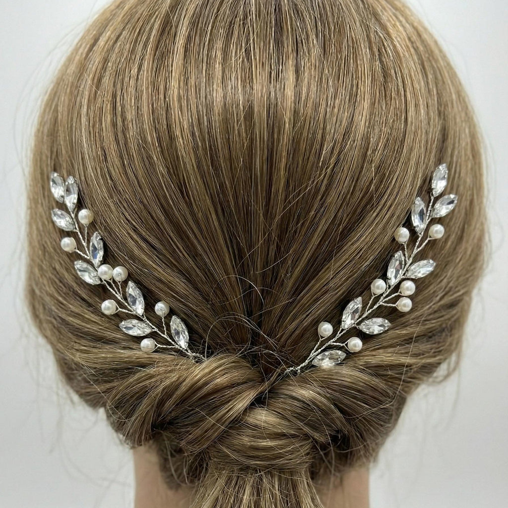 Perlen Haarzweige mit tropfenförmigen Schmucksteinen - AVYRAA BRIDAL