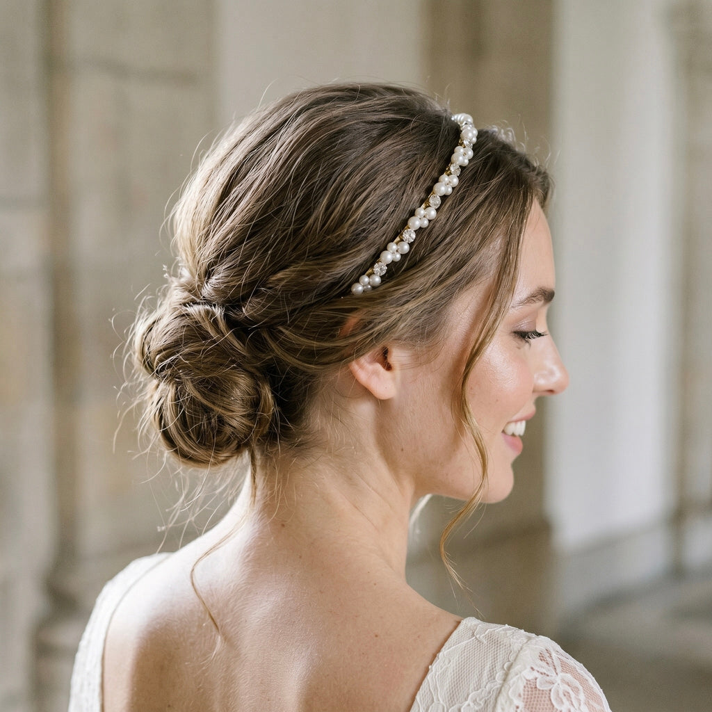 Perlen Kristall Haarreif für Braut, eleganter Hochzeit Haarschmuck - AVYRAA BRIDAL