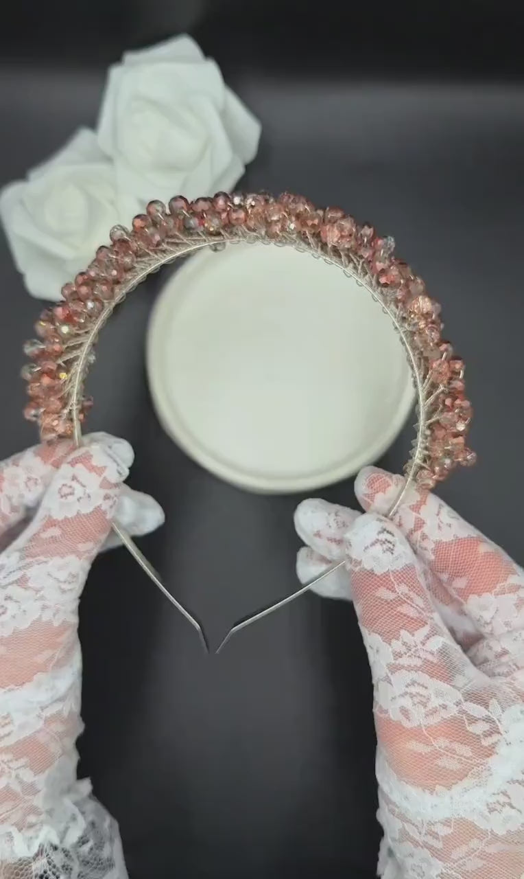 Champagne Crystal Tiara with Rose Gold Shimmer