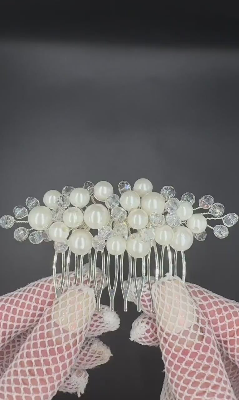 Pearl Bridal Hair Comb in Gold or Silver