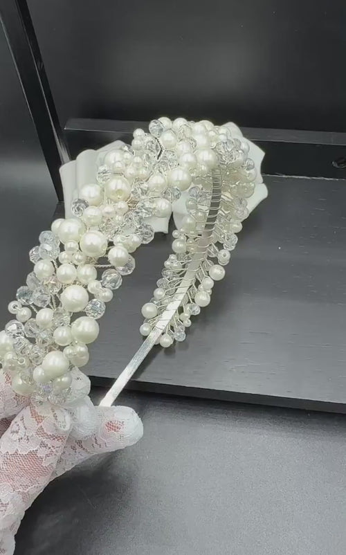 Bridal Headband Crystal Pearl Wire Hairband Hair Accessory