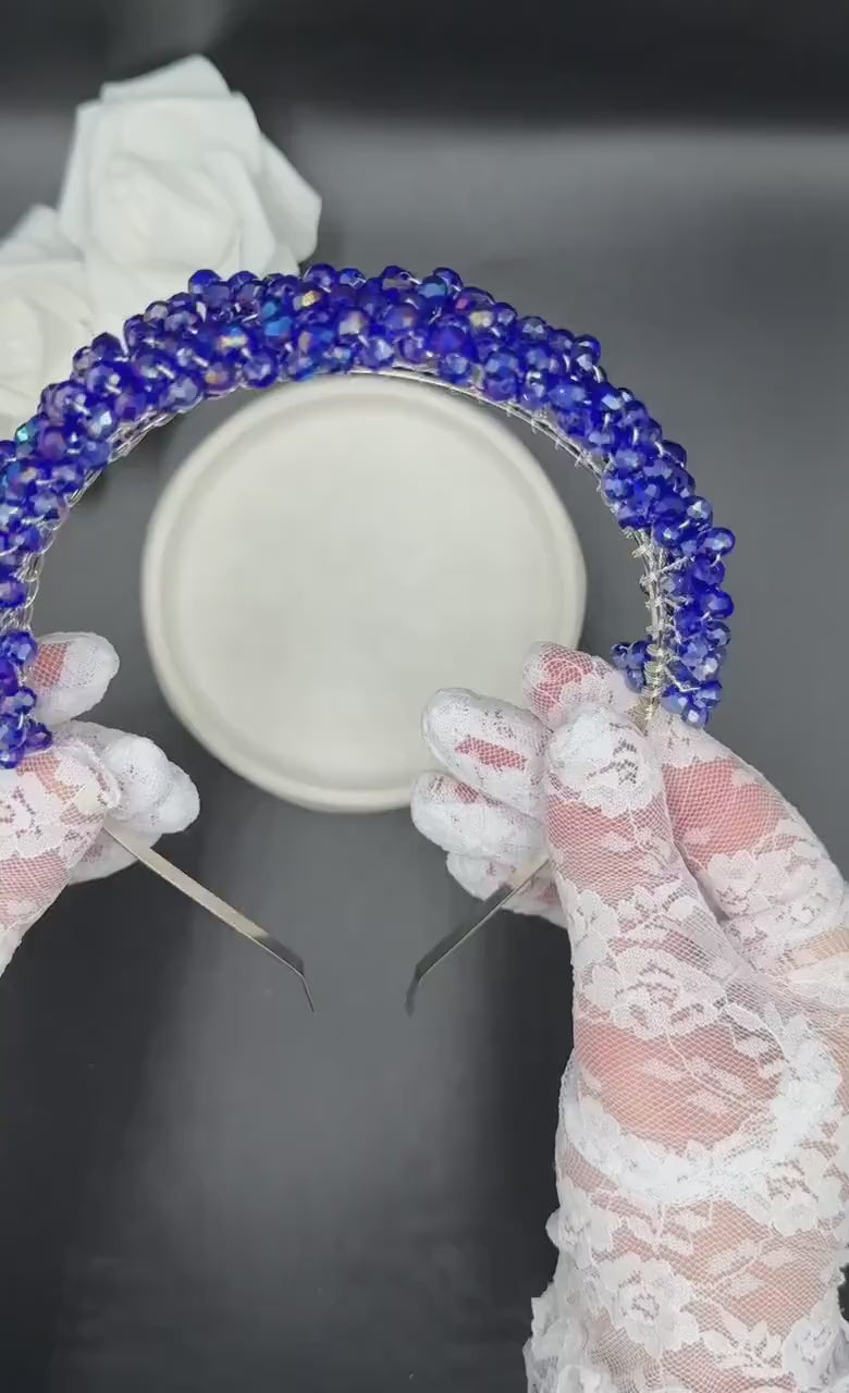Blaue Kristall Brautkrone in Royalblau