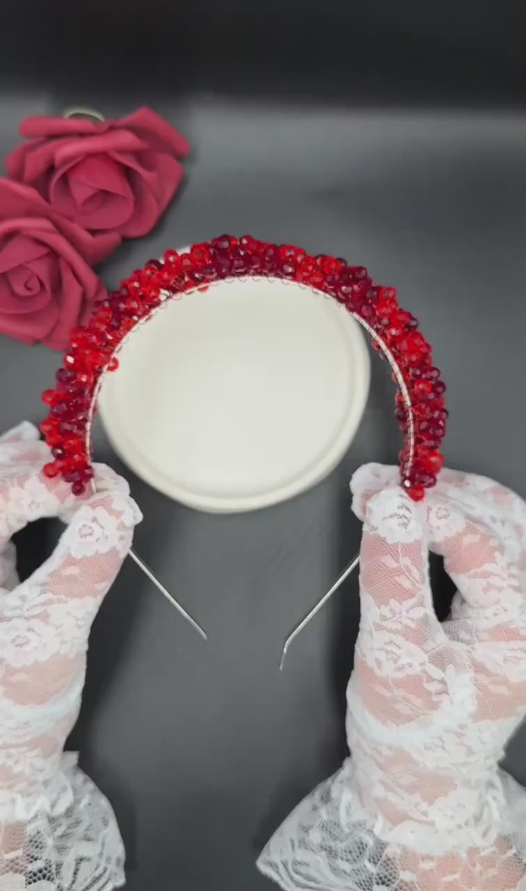 Red Crystal Bridal Crown in Ruby Red