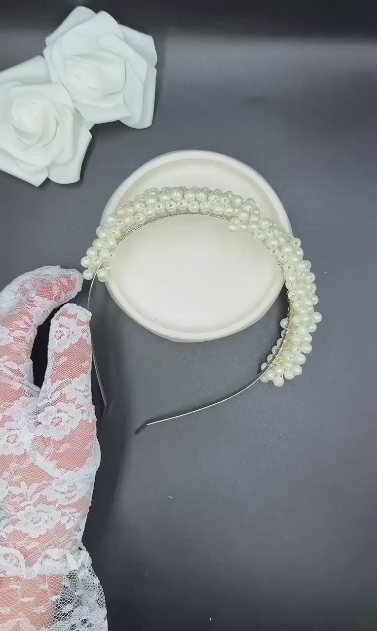 Klasik Gelin Saçı Modelleri için Beyaz İnci Taç
