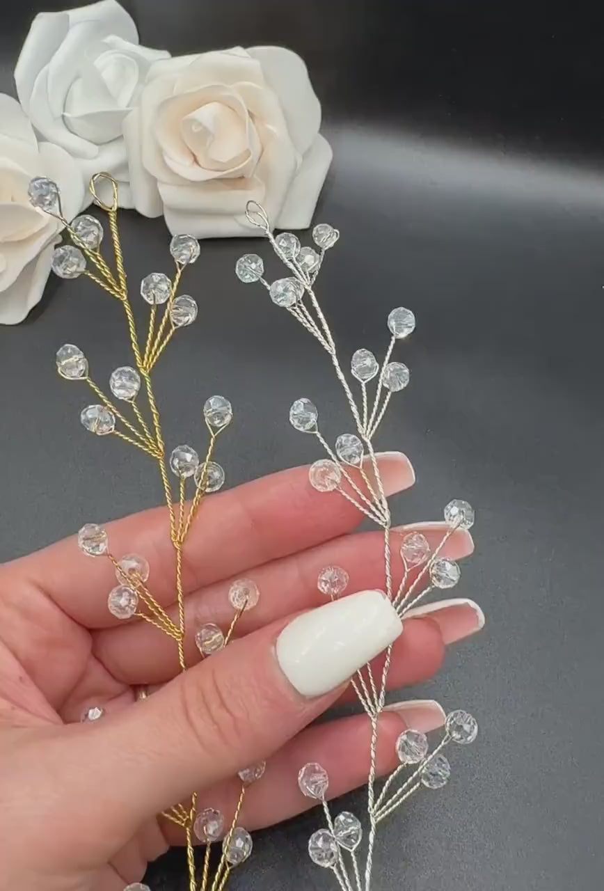 Crystal Hair Vine in Gold or Silver for Brides