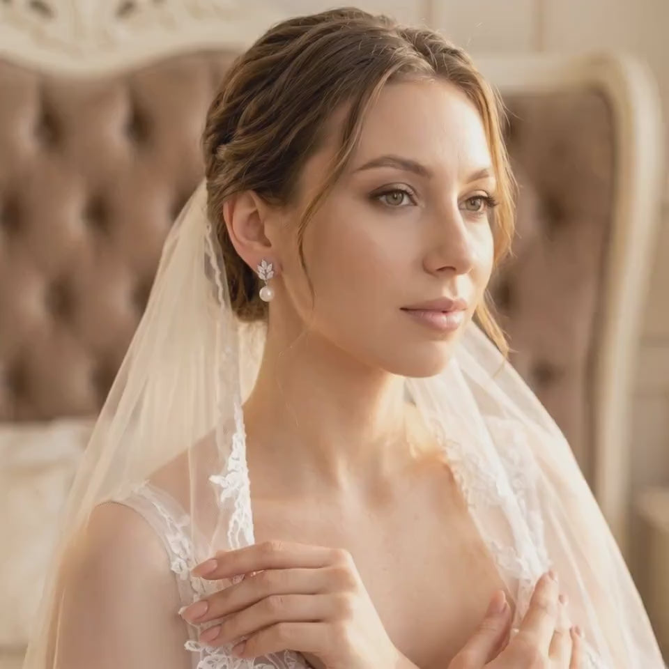 Braut Perlenohrringe mit Kristallen – Elegante Marquise Ohrringe für Hochzeit