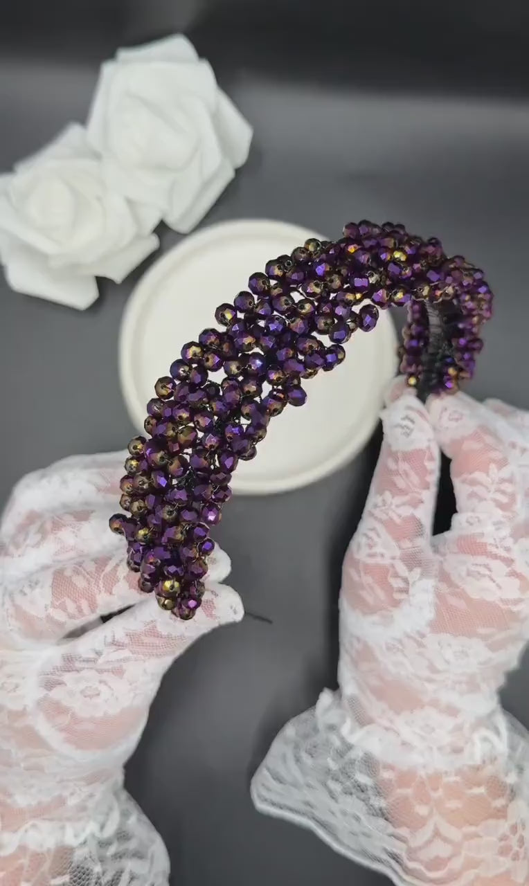 Iridescent Crystal Tiara in Purple for Brides