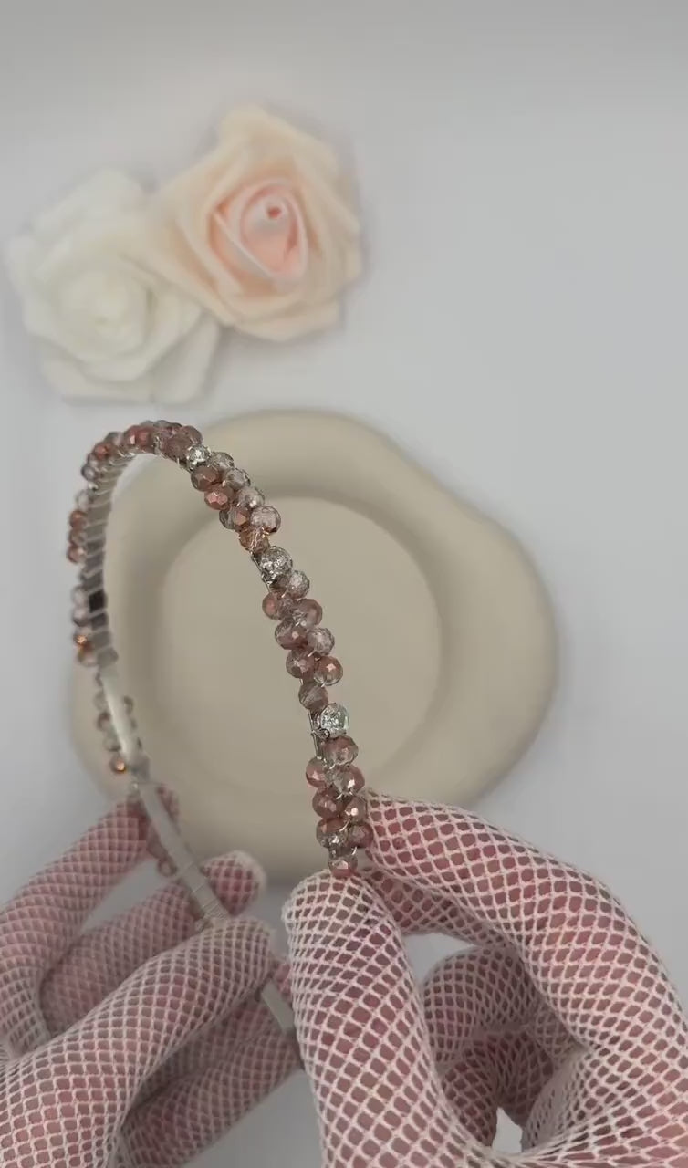 Champagner Kristall Haarreif für elegante Brautlooks