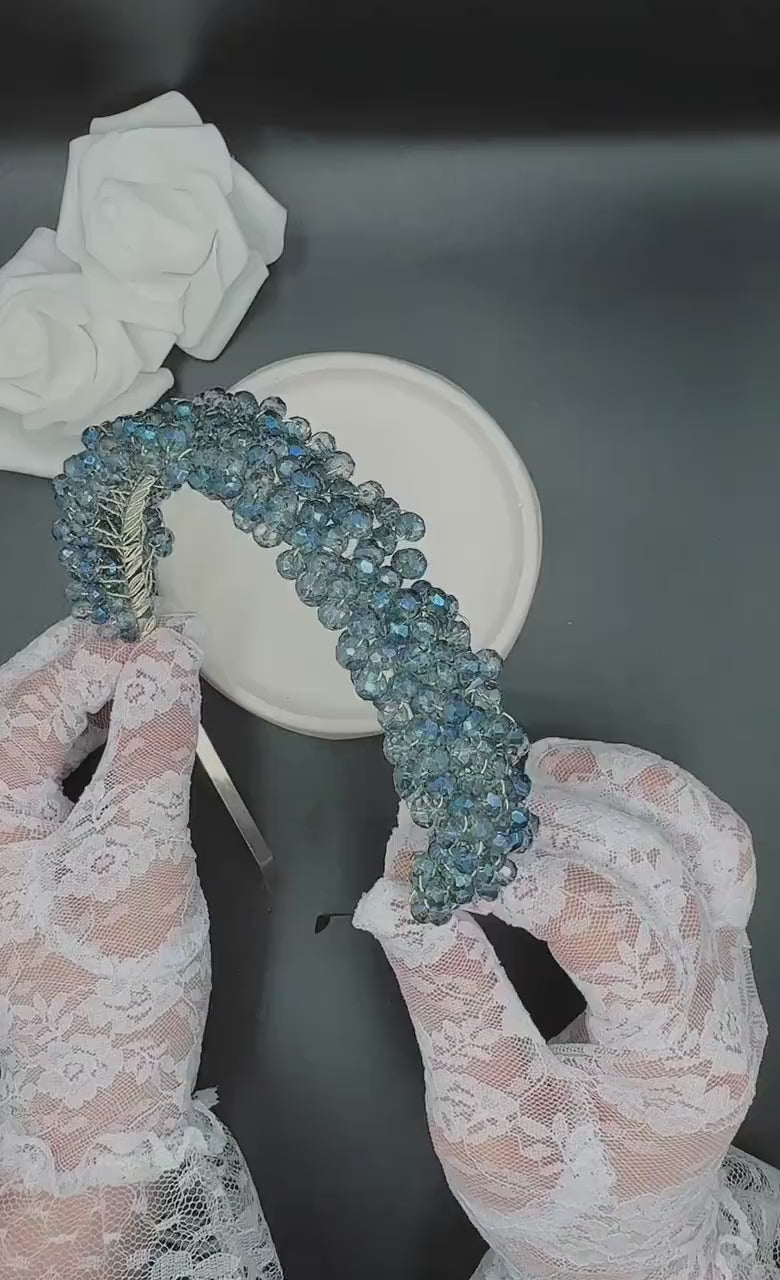 Ice blue crystal tiara for delicate bridal looks