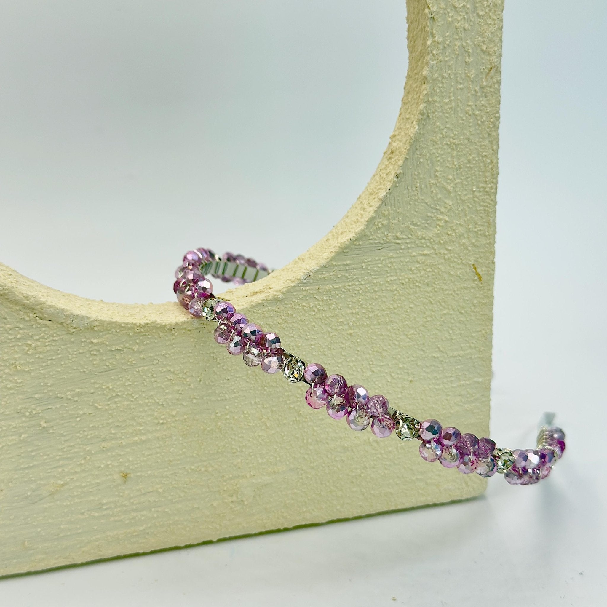 Rosa Kristall - Haarband, Handgefertigte Tiara mit rosafarbenen Kristallen, Bridal Hair Crown, Elegant Hochzeits Haarreif - AVYRAA BRIDAL