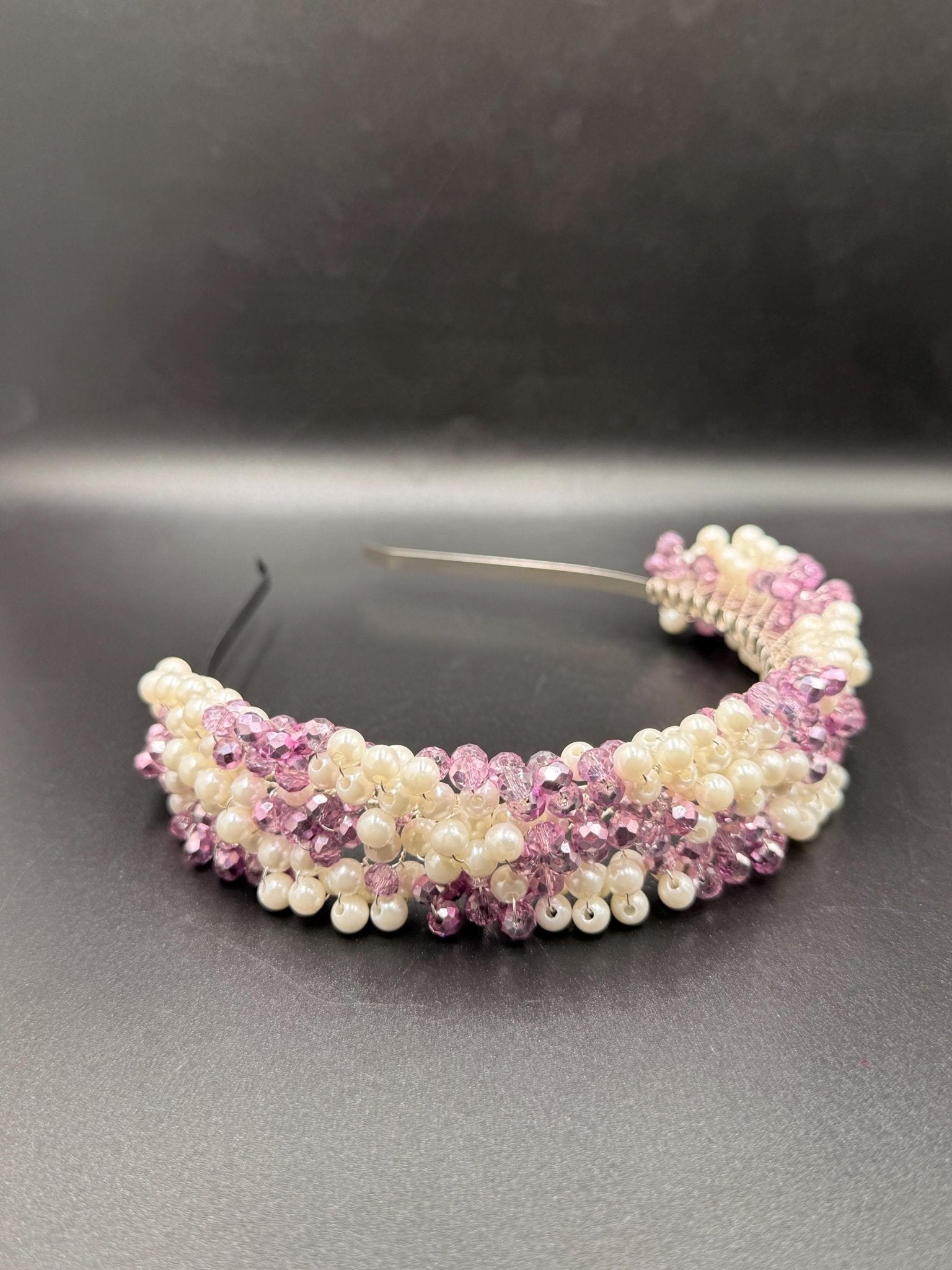 Rosa Kristall & Perlen Brautkrone – luxuriöser Bridal Haarreif in Rosé, handgemachte Tiara, elegante Hochzeit Haaraccessoire - AVYRAA BRIDAL