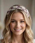 Rosa Kristall & Perlen Brautkrone – luxuriöser Bridal Haarreif in Rosé, handgemachte Tiara, elegante Hochzeit Haaraccessoire - AVYRAA BRIDAL