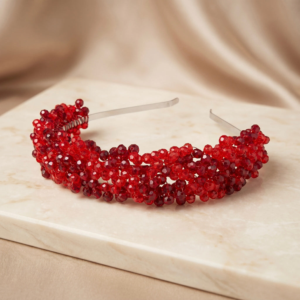 Rote Kristall Brautkrone in Rubinrot - AVYRAA BRIDAL