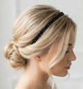 Schwarzer Kristall Braut Haarreif – Zarter handgefertigter Haarreif mit facettierten schwarzen Kristallen, eleganter Luxus Haarschmuck - AVYRAA BRIDAL