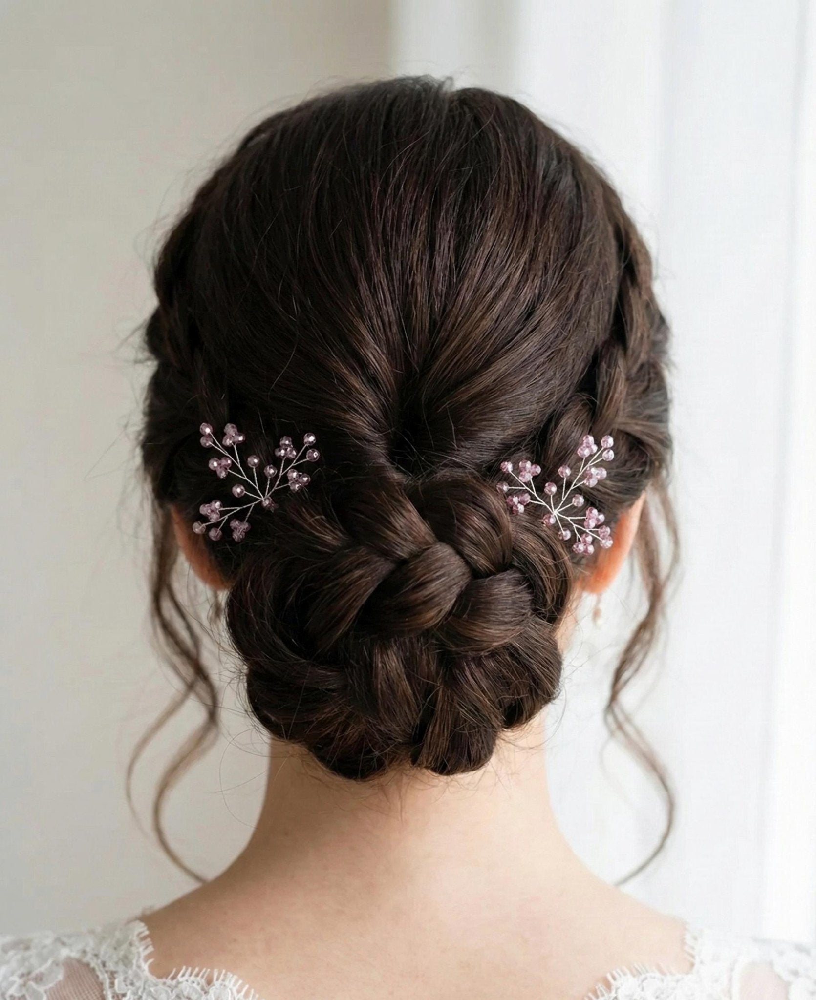 Zarte rosa Haarnadeln mit zweifarbigen Kristallen – handgefertigter Brautschmuck - AVYRAA BRIDAL