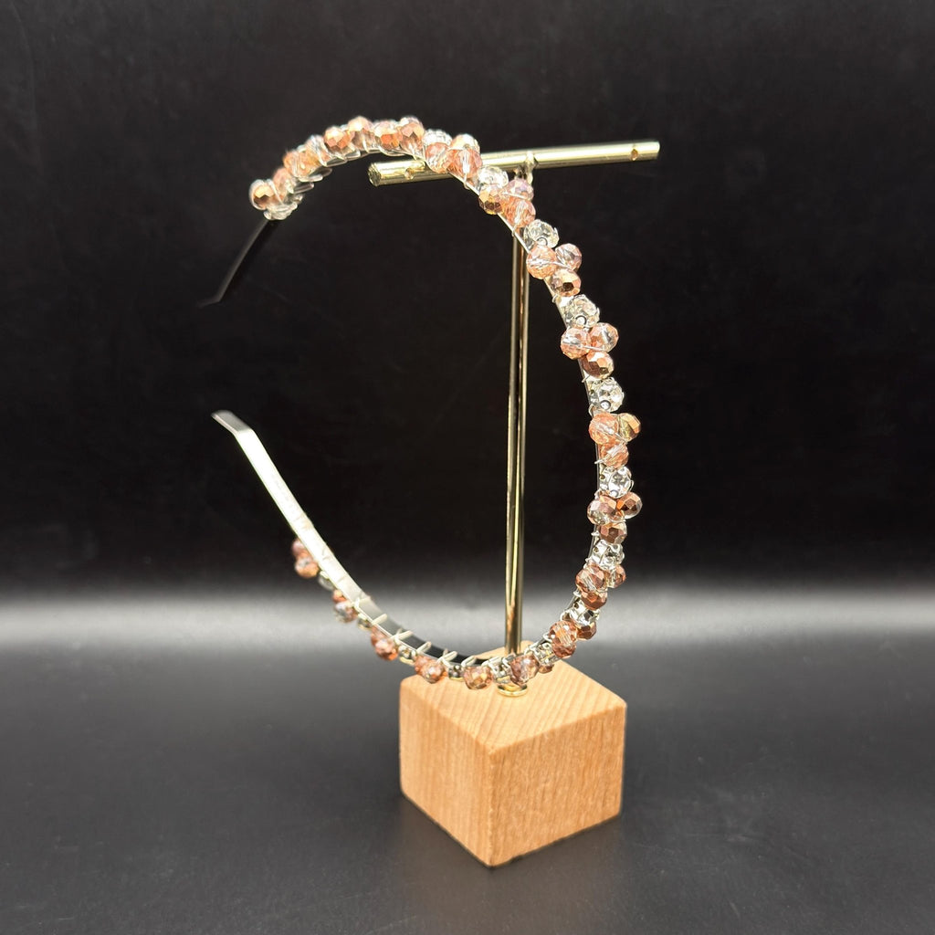 Zartes Kristall - Haarband in Champagner - Mist, Handgefertigte Kronen - Tiara mit hellen Champagnerkristallen, Eleganter Metall - Haarreif - AVYRAA BRIDAL